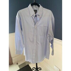 Jos. A. Banks Large Men Button Up Shirt Travelers Tailored Fit Blue16-34 Cotto